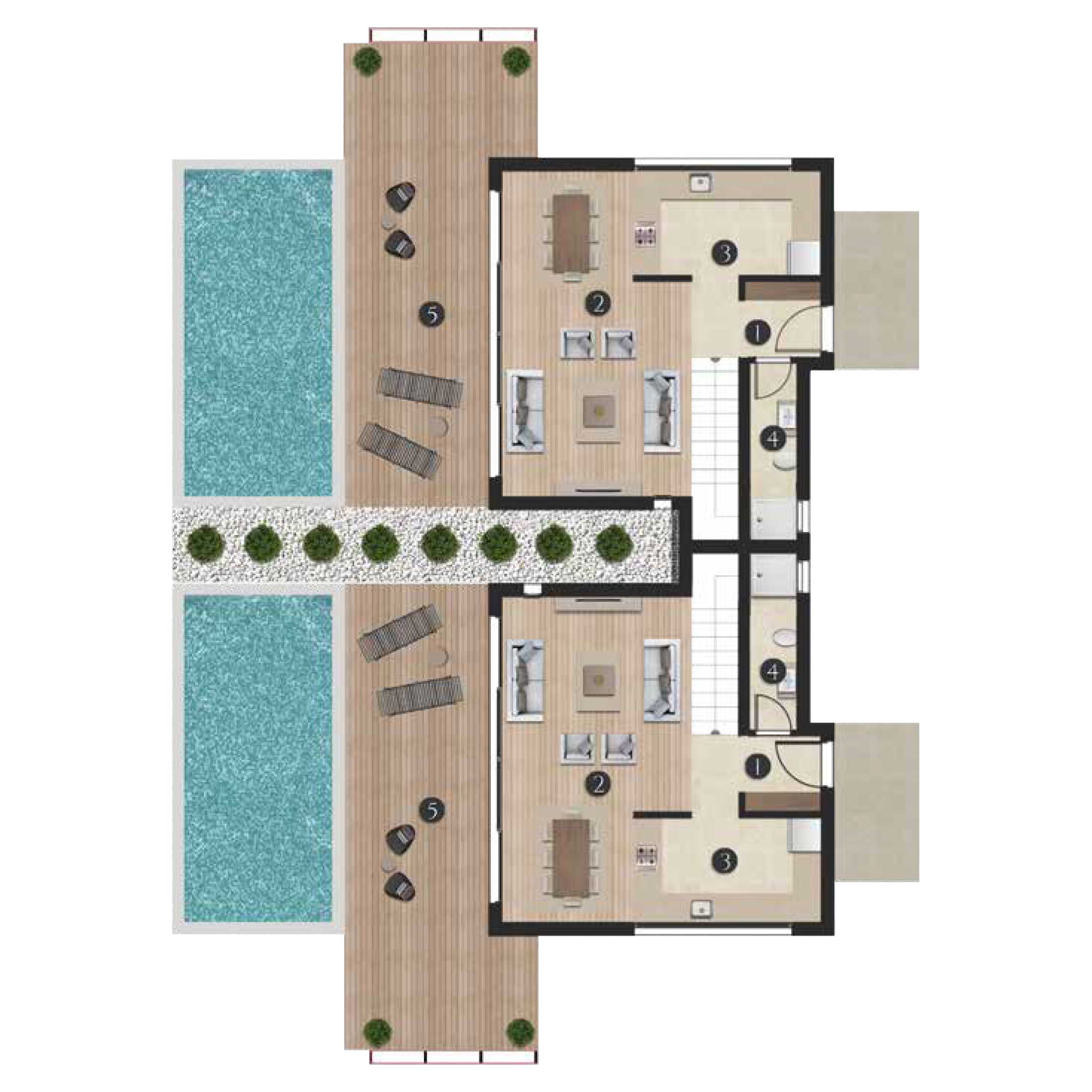 Villa Emsal Zemin Kat Planı